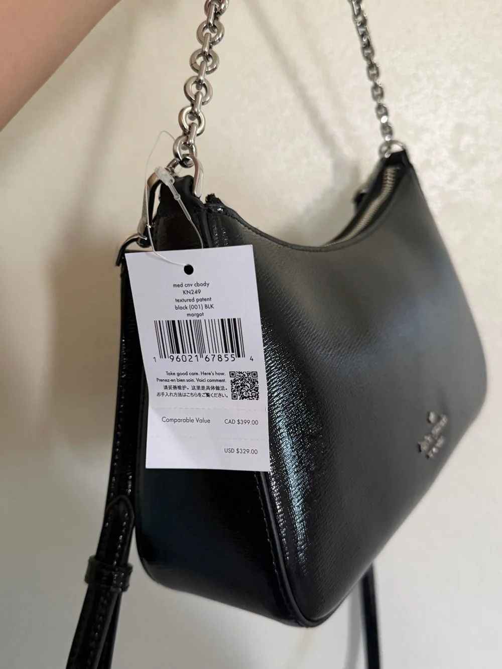 kate spade Black Patent Shoulder Bag with Chain Strap